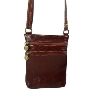 Vera Pelle Leather Italy leather crossbody brown triple zipper QUALITY
